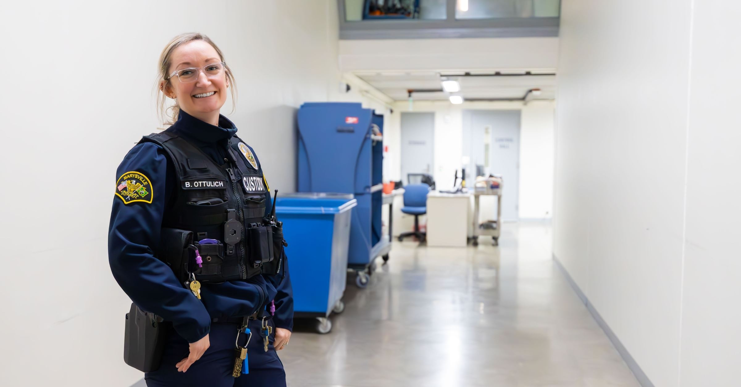 Corporal Brittani Ottulich in the Marysville Jail