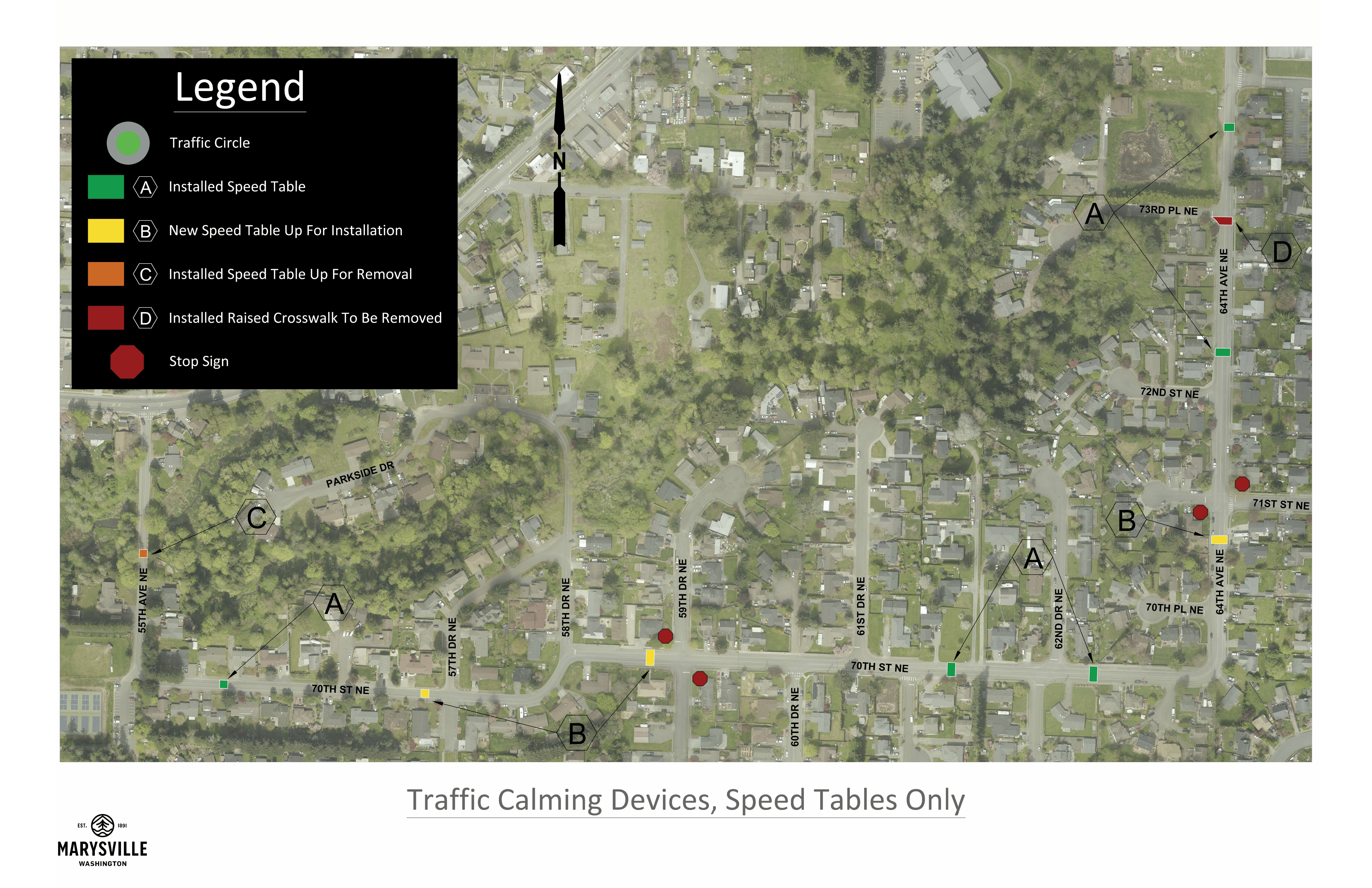 Traffic Calming Location Graphic - Speed Tables Only